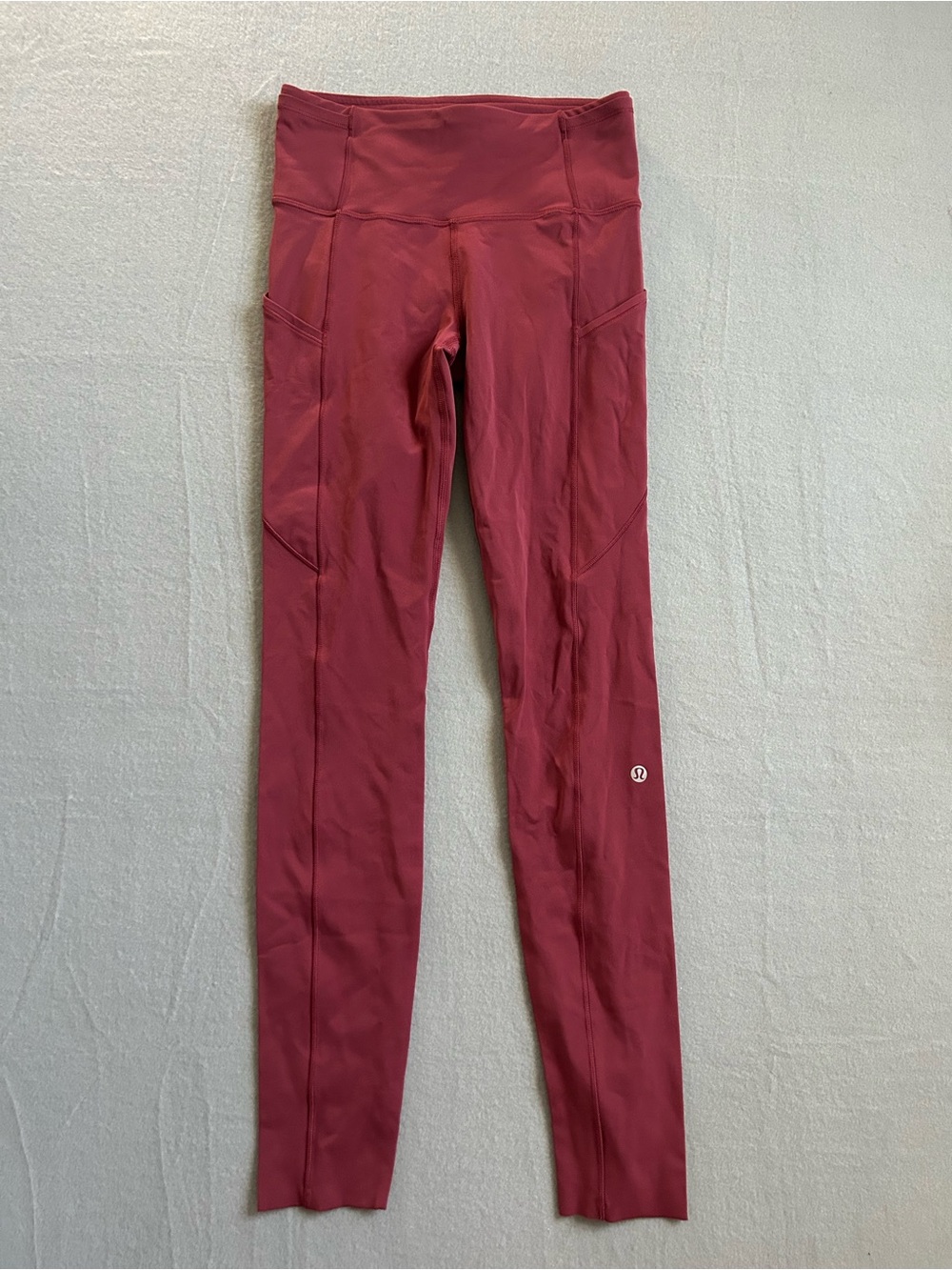 Lululemon Fast and Free Leggings w/pockets 28" Women's Size 4 Red Wine